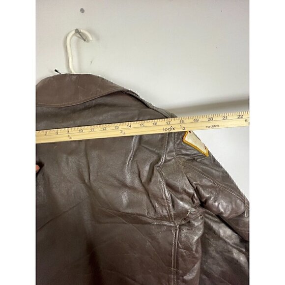 VTG VCG Police Trooper Men's 50s Brown Horsehide Leather Motorcycle Jacket Sz 44 - Picture 13 of 15